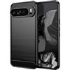 owlhold Cover per Google Pixel 9 Pro XL, Custodia Spazzolata e Fibra di Carbonio Morbido Silicone TPU Slim Fit Case, Antiurto, Antigraffio, Antiscivolo, Protezione Grado Militare, Nero