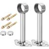 QUARKZMAN 2pz Staffa Asta Tenda a Soffitto, Adatta per Tubo 32mm/1,26 Lunghezza 150mm/5,91 Ganci Asta Tenda in Acciaio Inossidabile per Pareti Armadio Tubo Tenda, Argento