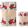Corredocasa, 2 Set Asciugamani Bagno in Spugna - Made in Italy, 100% Puro Cotone - Asciugamano Bagno, Viso 60x110cm e Ospite 40x60cm - Asciugamani Casa Morbidi e Assorbenti (Vespa Rossa)
