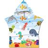 Chickwin Chickw11 Asciugamano Poncho Bambino, Cartone Animato Kids Accappatoio Microfibra Asciugatura da Bagno con Cappuccio Asciugatura Rapida per Spiaggia Bagno (60 * 80cm,Cavalluccio marino verde)
