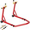 HOMCOM Cavalletto per Moto con Capacità di 544 kg, Forcelle Regolabili a U e L, Rotelle e Cuscinetti Antiscivolo, Rosso | Aosom Italy