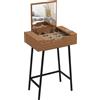 HOMCOM Tavolo Trucco con Specchio Ribaltabile e 16 Scomparti Stile Industriale, Legno e Acciaio, 60x40x90 cm | Aosom Italy