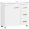 HOMCOM Mobile Moderno Sottolavabo con Intaglio a U, Armadietto e 3 Cassetti, Chiusura Ammortizzata, 70x30x65 cm, Bianco | Aosom Italy