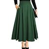 Ranphee Gonna Lunga Donna Vita Alta con Tasca Maxi Spacco Laterale Estiva Verde Militare S