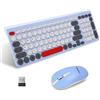 LeadsaiL, Set di mouse per tastiera senza fili, mouse e tastiera ergonomici, tastiera e mouse wireless per PC, layout tedesco QWERTZ, tasti silenziosi per tastiera e mouse, MacOS PC, laptop, colorato