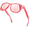 KANASTAL Rosa Specchiati Occhiali da Sole Specchio Donna Polarizzati Quadrato Uomo Moda Retro Vintage Filtro UV400 Pink Sunglasses per Viaggio -Montatura Trasparente Rosa
