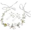 Allazone 3 Pz Accessori per Capelli Sposa, Decorazione Fascia Capelli Sposa con Perline e Strass, Fermagli Capelli Sposa, Accessori Capelli Sposa di Cristalli per Capelli Sposa, Oro