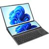 Shanrya Laptop da 16 Pollici, Display Ausiliario da 14 Pollici Laptop Aziendale a Doppio Schermo Doppio SSD Batteria da 13600 mAh per Lavoro (Spina UE)