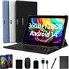 FASTWD 2025 Newest Tablet 10 Pollici Android 14,Tablet PC 5G WiFi 36GB RAM+128GB ROM (1TB TF),Batteria 8000mAh,Tablet 2 in 1 con tastiera,penna,mouse,Gris