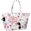 HarnyLoom Borsa da Spiaggia Donna, XXL Borsa Mare Hawaiana con Cerniera Tasche Estate Famiglia Grande Borse Impermeabile per Piscina Viaggio Picnic Shopping (Bianco Floreale)