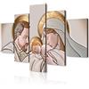 Lupia - Quadro Moderno VOGUE 66x115 cm THE KISS CERAMIC a 5 Pezzi, Stampe Artistiche modulari Sacra famiglia, Pannelli Legno Ecologico MDF, Pronti da Appendere, Soggiorno Camera da letto, Ufficio