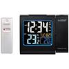 La Crosse Technology WT552-BLA - Radiosveglia, con proiezione color rosso, display LCD a colori, temperatura interna ed esterna, nero