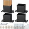 VEVOR Confezione di Supporti 4 Pezzi per Pali in Legno 152 x 152mm, Kit Base per Pali Interni 142 x 142mm in Acciaio a Carbonio per Ancoraggio Pali in Legno Ringhiere, Corrimano di Terrazze, Portici