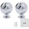 PILYON Maniglie Per Mobili 2Pezzi Ottone Argento Cromato Pomello Per Porta Armadio E Maniglia Cassetto Scarpiera Piccola Maniglia A Sfera Diametro20mm