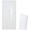 Generico Porta a Soffietto da Interno in PVC Effetto Legno - Kit Fai da Te Completo con Accessori, Guida Superiore e Chiusura con Maniglia,Riducibile in Altezza e Lunghezza, Reversibile, 84x215 cm. (Bianco)