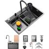 OMGMTSTORE 80x50cm Lavello Da Cucina A Cascata Lavello Da Cucina In Acciaio Inox Da Montare Sull'alto Lavello Nano A Una Vasca Lavello Multifunzione Per Postazione Di Lavoro Con Rubinetto Estraibile