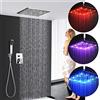 SHIOUCY Soffione LED da Incasso 300 x 300 mm per Doccia a Pioggia - Sistema Rubinetto Regolabile con Barra