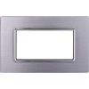 ZOREI Placca Compatibile Con Bticino Living, Placca Metallo In Alluminio, 1 Pezzo (4 Posti/Moduli,Silver Lucido)