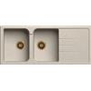 Generic Lavello cucina Romeo avena 2 vasche pilette ottone con gocciolatoio 116 x 50 cm Made in Italy