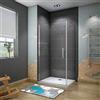 AICA Box Doccia Angolare Porta Battente Più Parete Laterale Fissa Vetro 6 mm Temperato Anticalcare Telaio e Barra Stabilizzatrice Cromato Lucido 70x90x185 cm