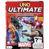 Mattel Games UNO Ultimate Marvel, gioco con 4 carte laminate da collezione e supereroi Black Panther, Captain Marvel, Iron Man e Thor, giocattolo per bambini, 7+ anni, Versione italiana, HWX08
