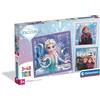 Clementoni - Puzzle per Bambini 3x48 Pezzi Supercolor, per Bambini 5+ Anni, Illustrazione con Personaggi Disney Frozen, Tema Principesse, Idea Regalo, Made in Italy, 21x20,5 cm, 25021
