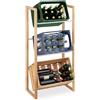 Relaxdays Scaffale Porta Casse Acqua, 112x58x32 cm, Scaffalatura 3 Cassette Bevande, Legno Naturale e Ferro, Argentato