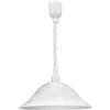 Eglo Alessandra Lampadario, lampada a sospensione classica con cavo a spirale, regolabile in altezza, lampada da cucina in plastica e vetro alabastro, lampadario per tavolo da pranzo in bianco, E27