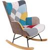 Brigros WeHome - Sedia A Dondolo Imbottita Con Braccioli, Poltrona Relax Da Interno A Dondolo, Poltroncina In Legno E Metallo Con Rivestimento Multicolore 96x66x90 Cm (Patchwork, Patchwork)