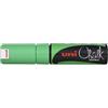 Uni-Ball - Pennarello per vetri e gesso UNI CHALK PWE-8K verde neon | Pennarelli fluorescenti con punta a cuneo da 8 mm per finestre, lavagne e specchi