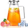 Vilomdur 1,5 Litre Caraffa in Vetro, Brocca Acqua Vetro con Coperchio, Trasparente e Resistente Calore Caraffa Acqua in Vetro Borosilicato, per Acqua Calda e Fredda, Latte, Vino, Succhi di Frutta