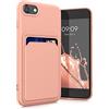 kwmobile Custodia Compatibile con Apple iPhone SE (2020/2022) / 8/7 Cover - Back Case Cellulare con Slot Porta Carte - Morbida in Silicone TPU pompelmo rosa