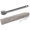 Navaris Spork Titanio Manico Lungo 21,5cm - Cucchiaio Forchetta Insieme Campeggio - Accessori Montagna Trekking - Posate 2 in 1 Viaggio con Custodia