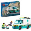Lego city 60451 ambulanza di emergenza giocattolo con 2 minifigure, giochi educativi bambini 5+, regalo per l'apprendimento