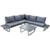 DEODATO Set da giardino in alluminio bianco e grigio con cuscini Tulum