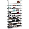 Relaxdays Scarpiera Salvaspazio XXL, con Rivestimento in Tessuto Non Tessuto, 10 Ripiani per 50 Paia di Scarpe, Nero, Metallo