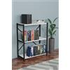 ETNIC ART Libreria Scaffale per Libri da Pavimento, Libreria a Ripiani, Mensole in Legno e Struttura in metallo, Scaffale per Libri, Espositore per Casa, Ufficio, Soggiorno (BIANCO, 3 RIPIANI - BASSA)