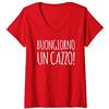 LUMOMIX Donna Buongiorno Un Cazzo Magliette Donna Rosse Manica Corta Maglietta con Collo a V