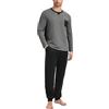 Marvmys Maniche Pigiama Uomo Cotone Maniche Lunghe Pigiama Uomo Set Abbigliamento da Casa Comodo Set di Due Pezzi di Pantaloni a Maniche Lunghe Grigio Scuro 3XL