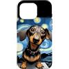 Funny Dachshund selfie Custodia per iPhone 16 Pro Divertenti bassotti salsiccia cani in una notte stellata