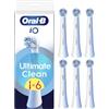 Oral-B Testine di Ricambio iO Series Ultimate Clean Bianche, Testine Rotonde Originali, con setole CrissCross per rimuovere la placca, 6 Testine