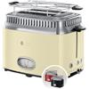 Russell Hobbs Tostapane - 2 Fette - Display per il conto alla rovescia in design retrò - Acciaio Inox Color Crema; 6 livelli di Doratura; Funzione di Scongelamento; 1300 W, Retro Vintage 21682-56