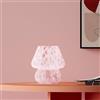 Dawnwake Lampada Da Tavolo Comodino, Lampada Da Scrivania LED Dimmerabile, Abat Jour in Vetro a Forma Di Fungo Con Base in Ceramica, Arredo Per la Casa Per Camera Da Letto (Rosa-G)