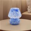 Dawnwake Lampada Da Tavolo Comodino, Lampada Da Scrivania LED Dimmerabile, Abat Jour in Vetro a Forma Di Fungo Con Base in Ceramica, Arredo Per la Casa Per Camera Da Letto (Blu-G)