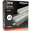 Eurocali 2x Plafoniera IP65 Impermeabile 36W Trasparente 3700 Lumen + 4 Tubi LED 120cm - Luce Bianco Naturale 4000K