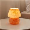 Dawnwake Lampada Da Tavolo Comodino, Lampada Da Scrivania LED Dimmerabile, Abat Jour in Vetro a Forma Di Fungo Con Base in Ceramica, Arredo Per la Casa Per Camera Da Letto (Arancione fiamma)