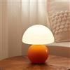 Dawnwake Lampada Da Tavolo Comodino, Lampada Da Scrivania LED Dimmerabile, Abat Jour in Vetro a Forma Di Fungo Con Base in Ceramica, Arredo Per la Casa Per Camera Da Letto, Soggiorno (Arancia)