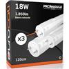 Eurocali 3x Tubi LED 120cm G13 T8 18W 1850 lumen - Luce Bianco Naturale 4000K - Fascio Luminoso 160° - Sostituzione Neon