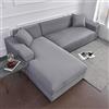 GUYIRT Copridivano con Penisola, Premium Impermeabile Elasticizzato Chaise Longue Super Elasticizzato Eleganza Copri Divano per Soggiorno Animali Bambini-grigio chiaro-3 posti + 4 posti