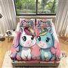 FHDBSST Set Lenzuola per Bambini, Lenzuolo con Angoli 90x200x30cm Unicorno Dei Cartoni Animati Lenzuolo con Angoli Morbidi Traspirante con Tasca Profonda 30cm, Rosa Biancheria da Letto con 2 Federe